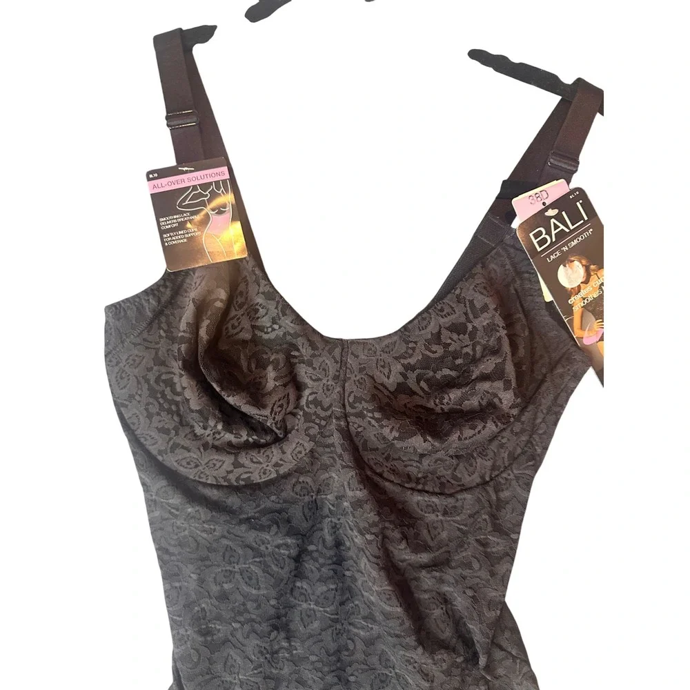Bali Lace N Smooth Body Briefer 38D Black Firm Control Shaper DF8L10 NEW